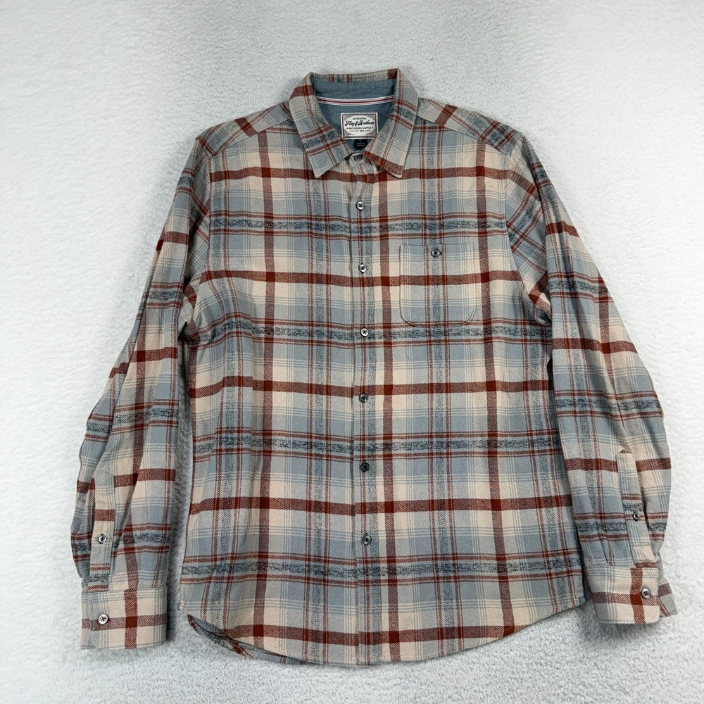 Flag and Anthem Desert Son Flannel Western Shirt Mens Large Grey Red Plaid L